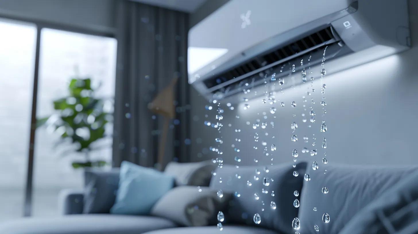 Air conditioning unit leaking water in a cozy living room setting